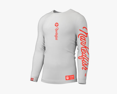 NARKEDFISH - White Unisex Long Sleeve Rash Guard